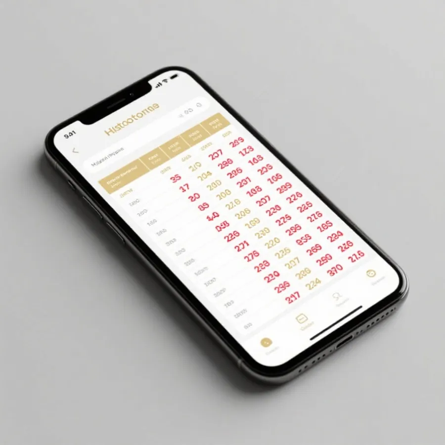 历史数据表格移动端示意图